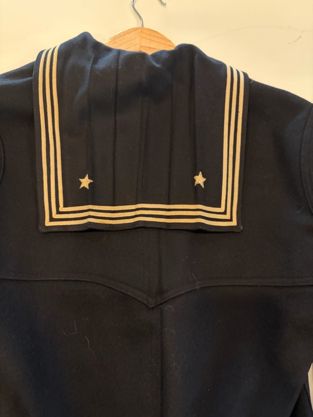 Navy Blue Sailor Jacket with Red Chevron Sleeve Patch - Picture 4 of 7
